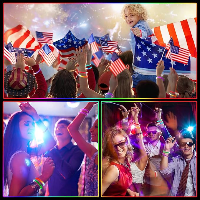 300 Pcs Glow Sticks Bracelets Glow in the Dark LED Bracelets Neon Party Favors Halloween Flashing Light Up Bracelet Toys for Adults Rave Concert Birthday Carnival Wedding New Year Supplies