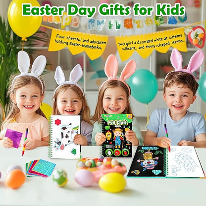 Foil Art Craft Activity for Kids: Fun DIY Toy Sticker Kit, No Mess Creative Travel Supply Set, Idea Birthday Easter Basket Stuffers Valentines Gift for Girl Boy Toddler 4 5 6 7 8 9 Year Old (Farm)