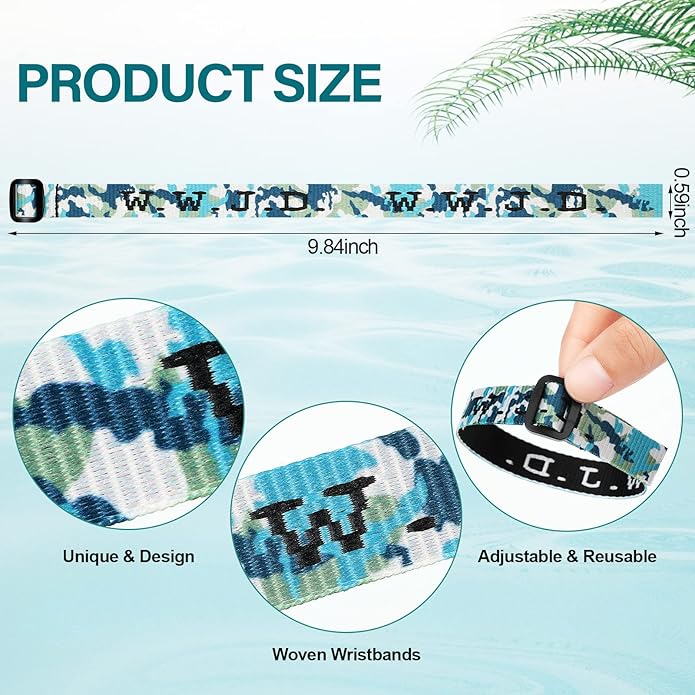 40 Pcs WWJD Bracelets What Would Jesus Do Religious Christian/ Friendship Bracelets Colorful Woven Wristbands for Men Women Boys Girls, 20 Styles