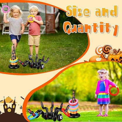 Libima Halloween Party Games Set Includes Pumpkin Bean Bag Toss Games Inflatable Spiders Witch Hat Toss Game Halloween Eyeball Spoon Relay Race Game Bingo Game for Kids Adults, 4 types