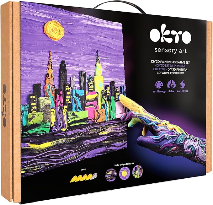 OKTO New York Skyline - DIY 3D Painting 30x40cm Air Dry Clay Kit - Ideal Crafts for Adults and Kids, Perfect for Creative Art Projects and Home Décor