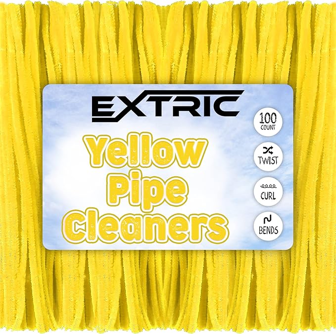 Pipe Cleaners Craft - 100 Pcs Yellow Chenille Stems, 6mm x 12 Inch Fuzzy Sticks, Great for DIY Arts and Craft Projects and Decorations