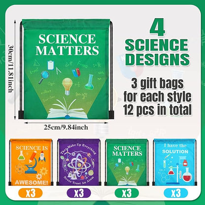 Sureio 86 Pcs Scientific Party Favors Include Scientific Party Drawstring Bags Silicone Bracelets Scientific Stickers Kawaii Pins for Scientific Birthday Party Decorations Prizes