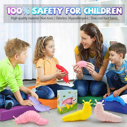 Cevioce Fidget Slug Stress Relief Toy Sensory Fidget Slug Toy Fidget Toys for Kids Girls Women 3Pcs Cute Autism Sensory Toys for Autistic Children Easter Basket Stuffers Gifts for Toddler Girls Boys