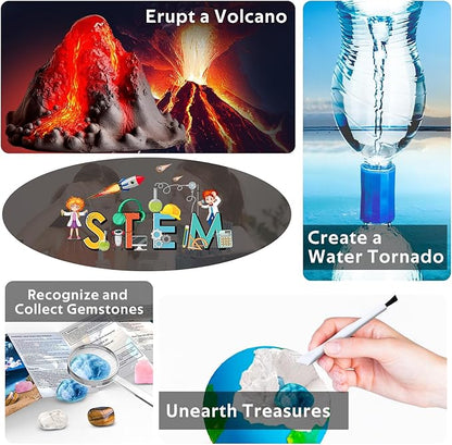 Science Kit, Volcano Kit for Kids Age 5-7 6-8-12 Boys Girls Kids Toys, Crystal Earth Moon Mars Science Kit, Dig Kits & Gemstones, STEM Project Toy for Boys and Girls Perfect Birthday