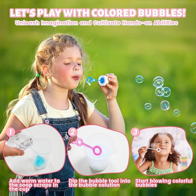 3 in 1 Mermaid Soap Making Craft Kit Kids Toy, STEM Art and Craft Science Toy for Toddler, Dig Soap with Silicone Mold,Fragrances, Best Educational Craft Activity, Birthday Easter Gift for Girl Boy