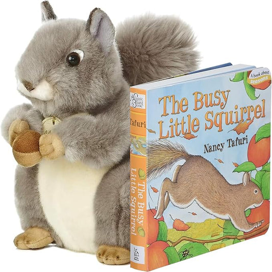 Aurora World Miyoni Grey Squirrel 8" Plush - Busy Squirrel Set - Realistic, Soft, and Cuddly Stuffed Animal for Kids and Collectors