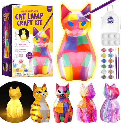 Paint Your Own Cat Lamp Kit, Art Supplies Arts & Crafts Kit, Painting kit for Kids 6-12, Arts and Crafts for Kids Ages 8-12, Toys Girls Boy Birthday Gift Ages 3 4 5 6 7 8 9 10 11 12+