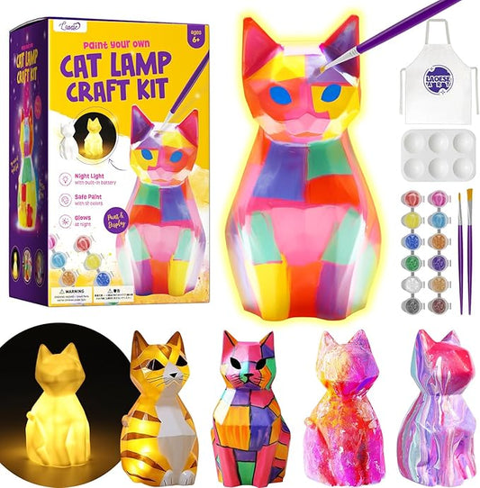Paint Your Own Cat Lamp Kit, Art Supplies Arts & Crafts Kit, Painting kit for Kids 6-12, Arts and Crafts for Kids Ages 8-12, Toys Girls Boy Birthday Gift Ages 3 4 5 6 7 8 9 10 11 12+