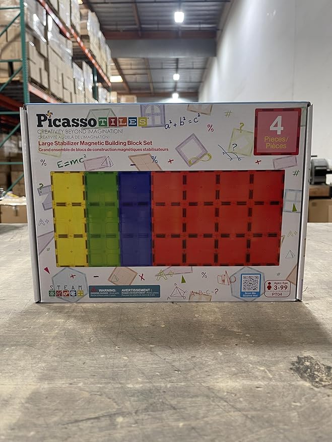 PicassoTiles Kids Toy Magnetic Building Blocks Magnet Tiles Supersized Large Stabilizer Base Jumbo XL Plate Foundation Education Construction Kit Engineering STEM Children Learning Stacking Set