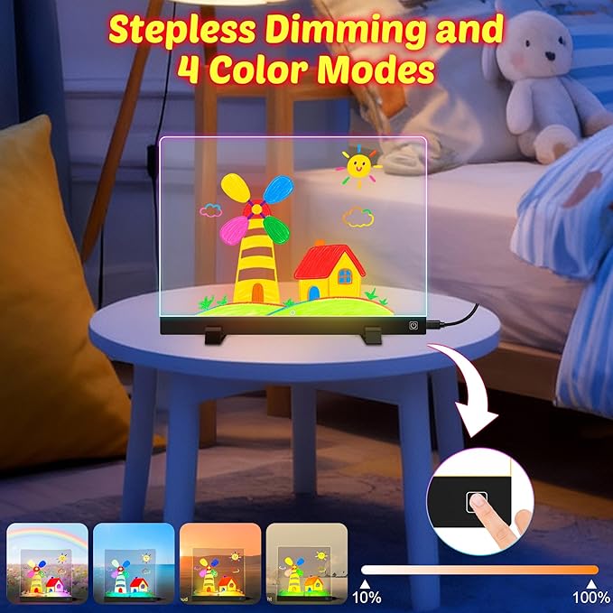 16-Inch LED Drawing Board for Kids | Light Up Doodle Board Glow Drawing Tablet | Reusable Kid Drawing Pad Toy | Arts Supplies Crafts for Kids Ages 4-8 | Creative Art Birthday Gifts for Girls Boys