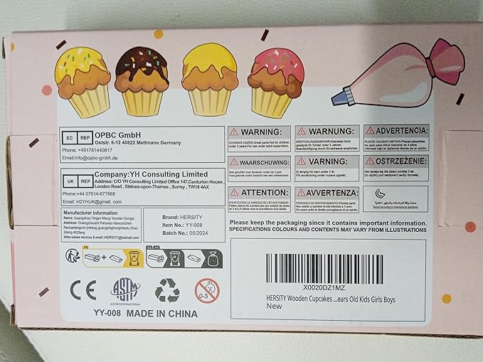 HERSITY Wooden Cupcakes Toys Pretend Play Food Desserts Kids Baking Set, Kitchen Playset for Toddlers 3-5, Tea Party for Little Girls Cooking Games Age 3 4 5 Years Old Girls Boys