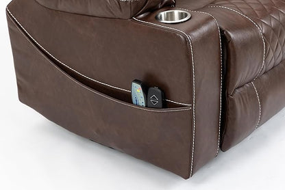 FANYE Electric Power Lift Recliner Chair for Elderly W/Massage and Heat, Infinite Positions Two Remote Controllers Oversized Faux Leather Upholstered Recliner&Armchair W/Side Pockets & Cup Holders