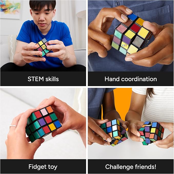 Rubik’s Cube, Impossible Cube, Advanced Color-Matching Puzzle, The Original 3x3 Rubik's, Twisting Fidget Toy, Challenging Brain Teaser & Sensory Puzzle for Adults, Teens, & Kids, for Ages 8 & Up