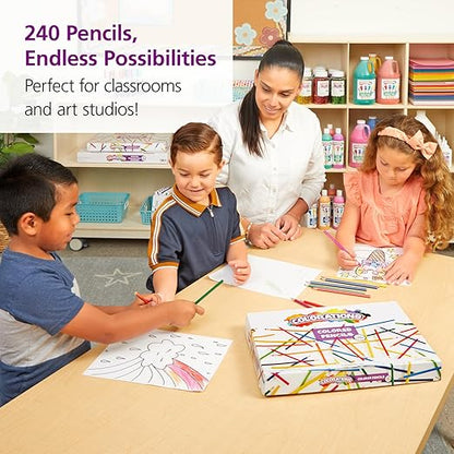 Colorations Color Pencils, Set of 240, Pre-sharpened Color Pencils,12 Colors,Thick Core Pencils,Hexangonal Shape,Sustainably Harvested Wood Pencils, Classroom Supplies,Coloring Pencils,Drawing Pencils