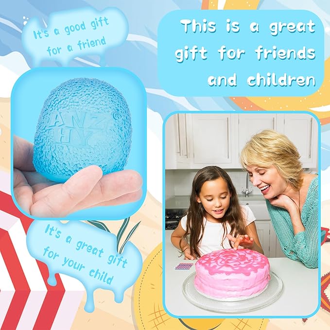Squishy Stress Balls - Sensory Toys for Kids with Unique Needs - Fosters Creativity, Focus, and Fun - Great for Classrooms, Home, and Playtime (Blue Ellipsoid)