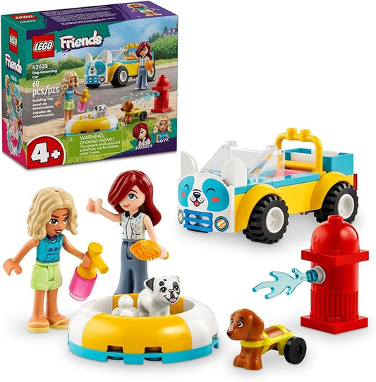 LEGO Friends Dog Grooming Car Toy, Building Toy for Kids Who Love Animals and Nature, Comes with 2 Mini Doll Characters and 2 Dog Toy Figures, Vet Toy Gift Idea for Girls and Boys Ages 4 and Up, 42635