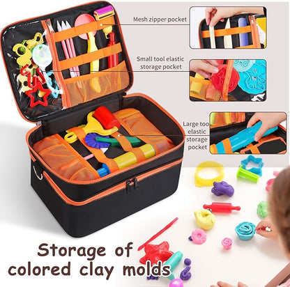 Hard Travel Case for Modeling Compound, Carrying Case for Playdough Set Portable Playdough Storage Organizer Container for Dough Art Clay Tool Kit, Bag Only
