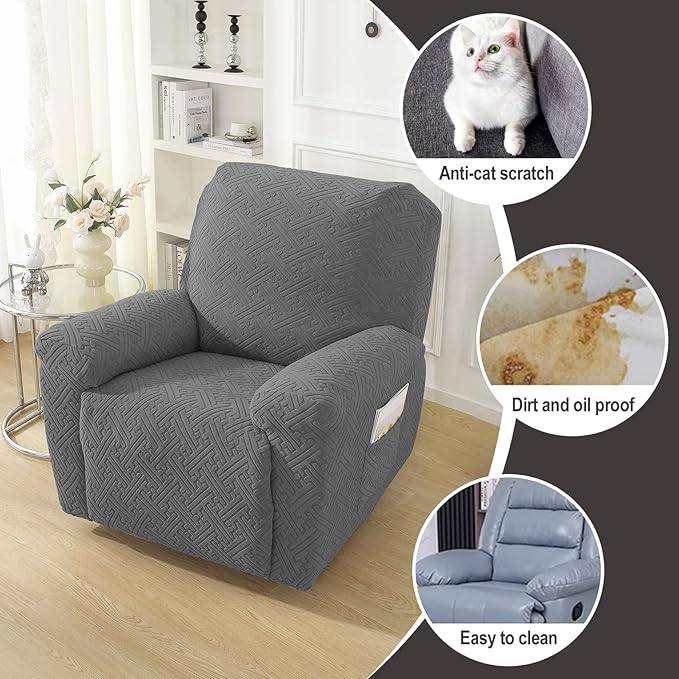 NORTHERN BROTHERS Oversized Recliner Chair Covers, Large Lazy Boy Recliner Covers, Stretchy Cover for Recliner Chairs, Light Gray
