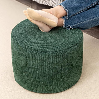 Sturdy Boucle Pouf Ottoman Foot Rest Nice Living Room Decor Lightweight Ottoman Pouf Filler Comfort Pouf Cover Modern Foam Stuffed Poof Perfect to Rest Your Feet No Need Assemble Moss Green