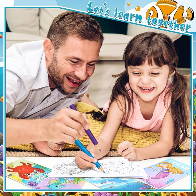 Estune 40 Pcs Coloring Books Under The Sea Ocean Party Favor for Kids Coloring Book Set Mini Small Coloring Books Goodie Bag Stuffers Gift Classroom Home