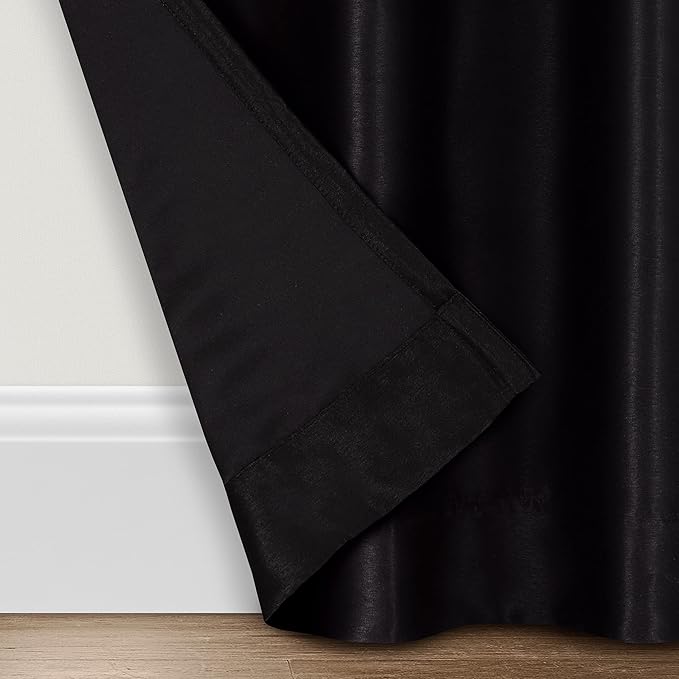 ECLIPSE Fresno Modern Blackout Thermal Rod Pocket Window Curtain for Bedroom (1 Panel), 52" x 95", Black