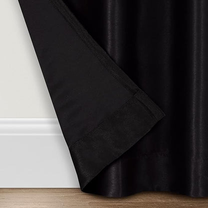 ECLIPSE Fresno Modern Blackout Thermal Rod Pocket Window Curtain for Bedroom (1 Panel), 52" x 95", Black