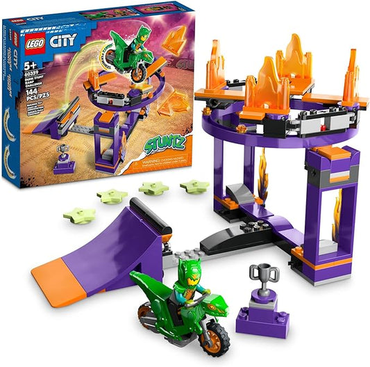 LEGO City Stuntz Dunk Stunt Ramp Challenge, 2in1 Action Set with Self-Driving Dinosaur Motorcycle Toy and Stunt Rider, Fun Activity for Kids, Boys, Girls 5 Years Old and Up, 60359