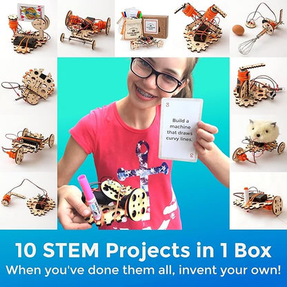 Robotics Engineering Kit | Designed by Scientists in USA | 50+ Parts | 10+ STEM Projects For Kids 8-12 | Learn Electronics, Science | Grow Creativity, Grit | Great DIY Inventor Toy Gift