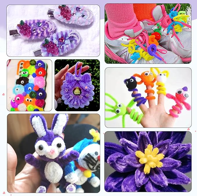 TOAOB 100pcs Pipe Cleaners Purple Pipe Cleaners Chenille Stems 6mm x 12 Inch Pipe Cleaners Craft Supplies for Art DIY Crafts Decorations