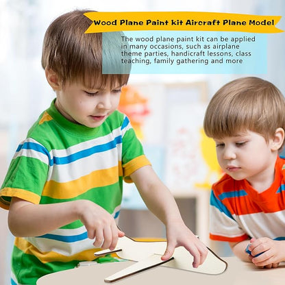 Feradny 24 Pack Unfinished Wooden Airplane Model Toys DIY Model Planes Wood Plane kit Handcraft Plane to Paint for Kids School Art Activity Birthday Carnival Party (Color Style 3)…