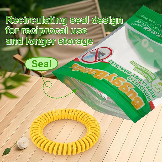 BuggyBands 25 Pack Mosquito Bracelets for Adults & Kids - Natural DEET-Free Bands, Individually Wrapped