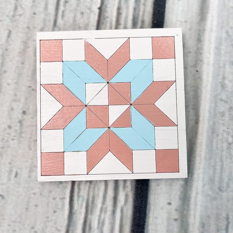 Floral Wooden Barn Quilt Kit Patterns DIY Craft Kits for Adults to Paint, Barn Quilts Sign Block Painting Kit for Party AVTRBoutique (15 inches, Diamond Flower)