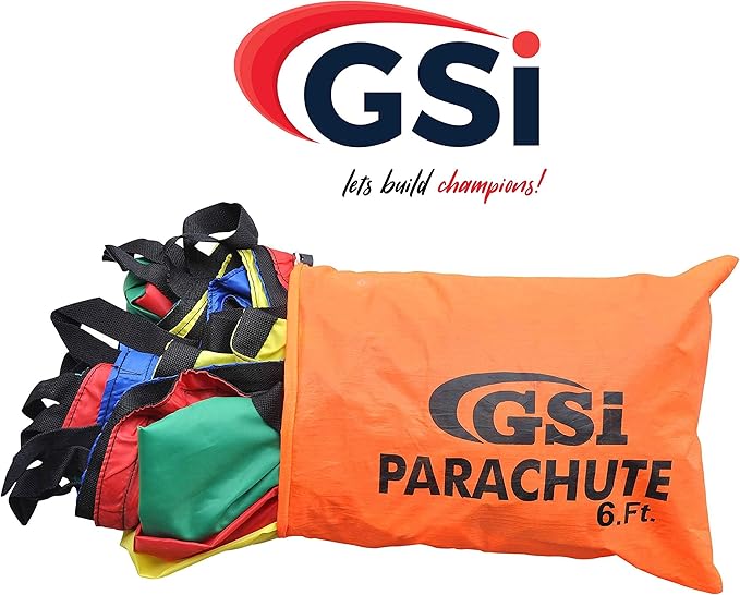 GSi Kids Play Parachute Rainbow Parachute Toy Tent Game for Children Gymnastics Cooperative Play and Outdoor Playground Activities (30 Feet)