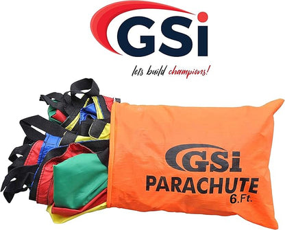 GSi Kids Play Parachute Rainbow Parachute Toy Tent Game for Children Gymnastics Cooperative Play and Outdoor Playground Activities (30 Feet)