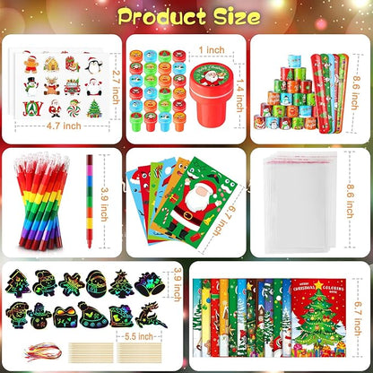 BenLouis Christmas Party Favors for Kids Christmas Classroom Gifts Prize Stockings Filler Coloring Books Bulk for Students Crafts Xmas Holiday School Goodie Bag Stuffer（48Set Christmas）