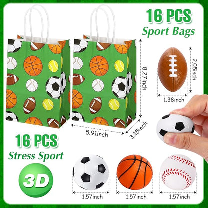 Aoriher 162 Pcs Sport Party Favors, Sport Party Gift Bag Fillers Foam Sports Balls Tattoo Stickers Keychains Sticker Charm Bracelets Sport Wristband Pull Back Cars for Party Supplies