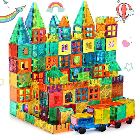 Magnetic Tiles, 100PCS Building Blocks, Magnets Building Set, STEM Construction Stacking Toy Gift for Kids 3+ Boys and Girls Preschool Kindergarden Toy