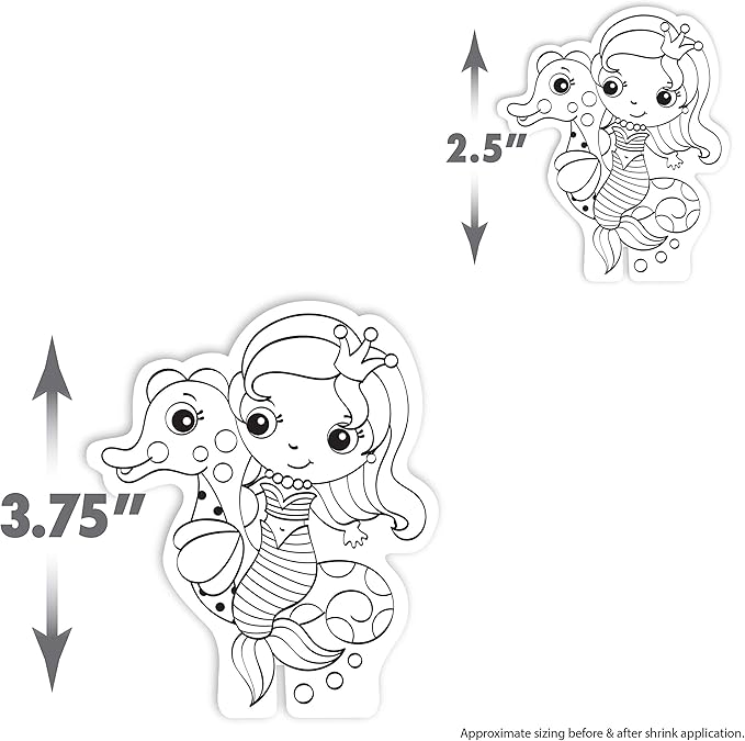 Shrinky Dinks Minis Mermaids, Includes 10 Preprinted Shrinky Dinks, Kids Art and Craft Activity Set, Kids Toys for Ages 5 Up by Just Play