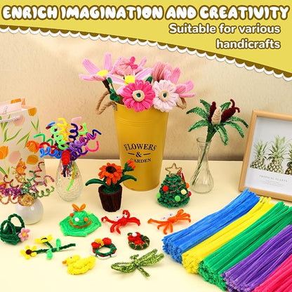 Hssugi 100pcs Pipe Cleaners, Glitter Yellow Pipe Cleaners Craft Supplies,Chenille Stems for DIY Arts Crafts Project(Glitter Yellow)