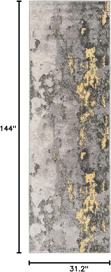 SAFAVIEH Adirondack Collection Runner Rug - 2'6" x 12', Grey & Yellow, Modern Abstract Design, Non-Shedding & Easy Care, Ideal for High Traffic Areas in Living Room, Bedroom (ADR134H)