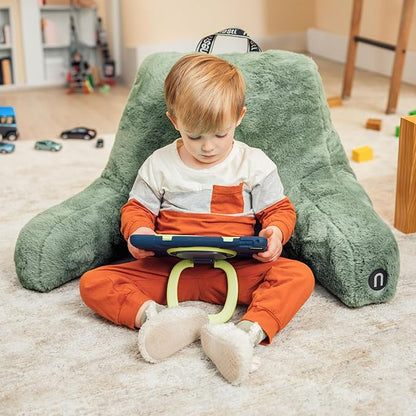 Nestl Fur Reading Pillow, Stylish Back Pillow for Bed Sitting Up, Faux Fur Bed Chair Pillow with Arms, Reading Pillows for Sitting in Bed Adult & Kids, Back Support Pillow for Bed Rest - Sage Green