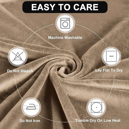 FestiCorp Recliner Chair Covers Real Velvet 4-Pieces Recliner Covers for Small Lazy Boy Recliner Chair Stretch Recliner Sofa Slipcovers Furniture Protector with Side Pocket & Elastic Bottom, Camel