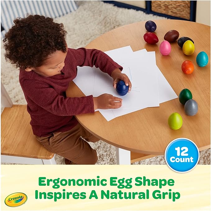 Crayola Egg Crayons (12ct), Washable Toddler Crayons, Jumbo Crayons for Toddlers, Preschool Art Supplies, Toddler Gifts, Ages 1+
