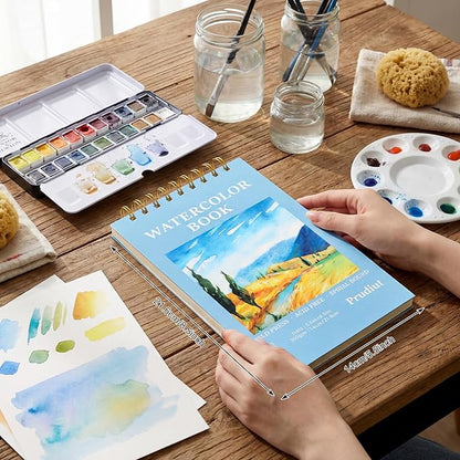 35 Sheets Watercolor Paper Pad 5.5x8.5 Inch, 140 lb/300 GSM Cold Press Water Color Paper Spiral Bound Watercolor Sketchbook for Art Painting, Journal, Drawing, Mixed Media