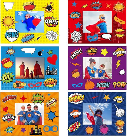 30 Pack Super Theme Hero DIY Picture Frame Craft Kit for Kids Fashion Hero DIY Photograph Craft Hero Children Stickers for Hero Art Craft Home Classroom Game Activities