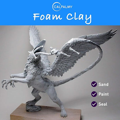 1.1lb Moldable Cosplay Foam Clay (Grey) – High Density for Intricate Designs | Air Dries to Perfection for Cutting with a Knife or Rotary Tool, Sanding or Shaping
