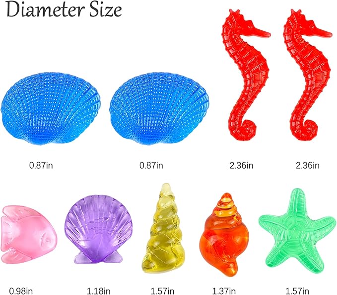 HAPTIME 100 Pcs Sensory Bin Filler, Diving Gem Pool Toys for Kids, Plastic Seashells Under The Sea, Little Mermaid Table Decorations, Sea Shells for Crafting, Vase Filler