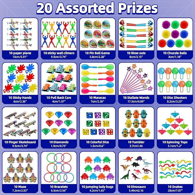 Amy&Benton 200PCS Treasure Box Toys Classroom Prizes Kids Birthday Party Favors Goodie Bag Fillers Pinata Stuffers Prize Box Items Gift Bag Fillers