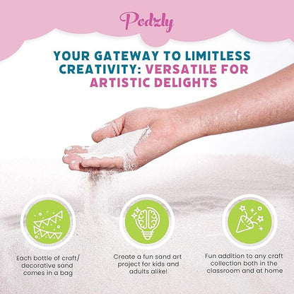 Podzly 5 Pound Decorative Bulk Craft Sand - White Sand. Ideal for Weddings, Creative Crafts, Classroom Activities and Decorative Projects. Fine, Sand Bulk for Your Crafting Needs!